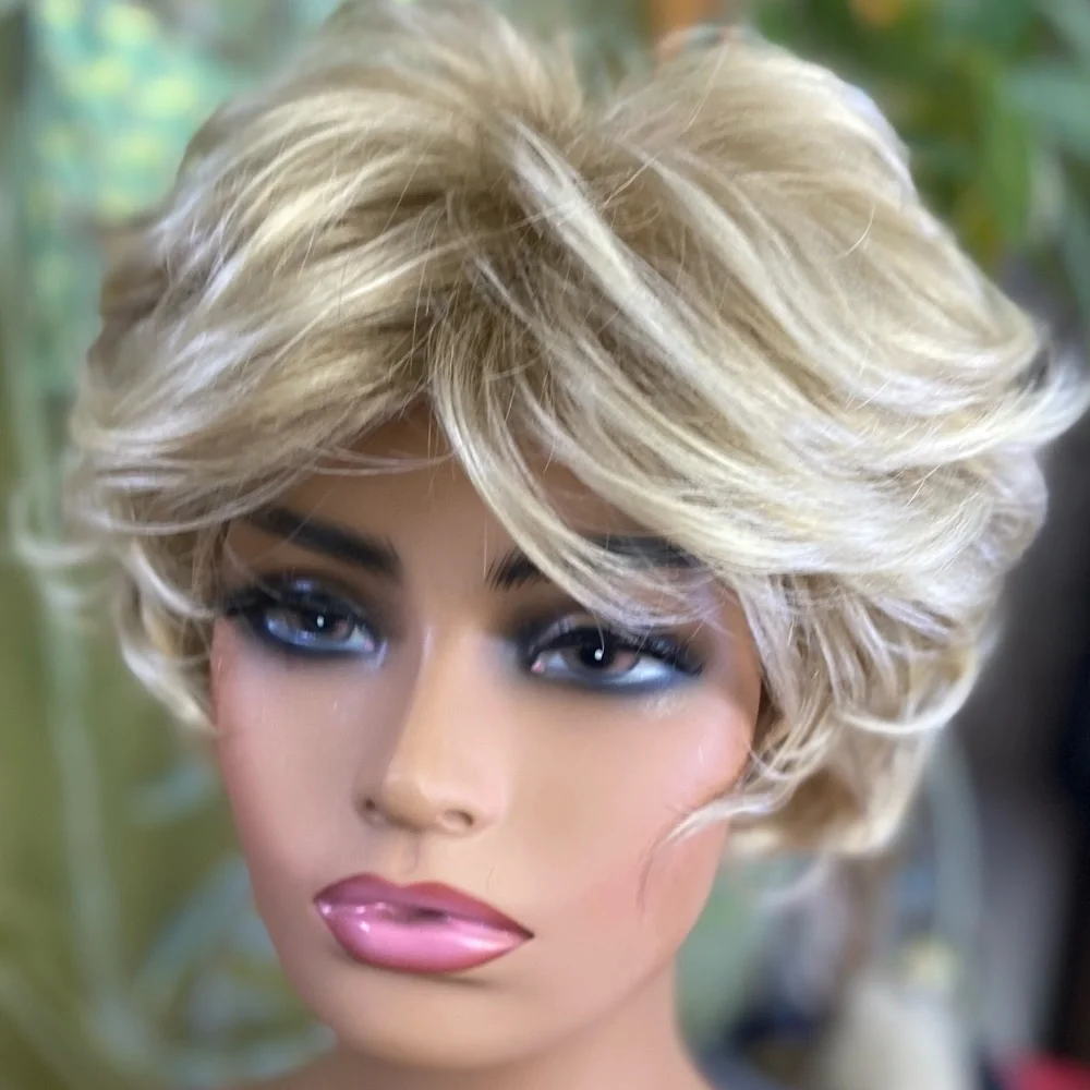 curly pixie ombré mixed blonde wig